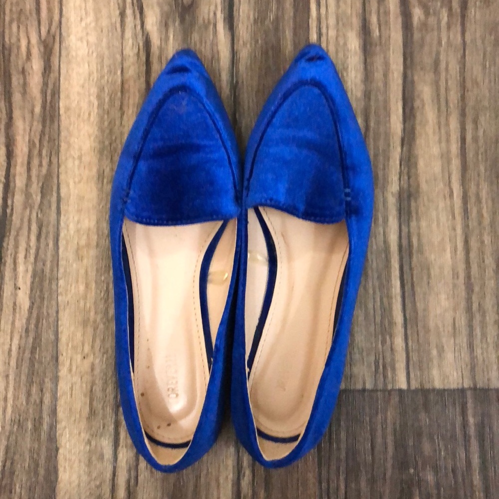 Royal blue suede pointed flats